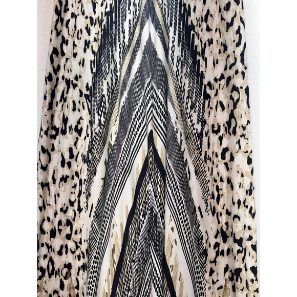 Chicos Womens Chevron Diane Maxi Dress Sze 2 Black Beige Geo Leopard Stretch - Picture 7 of 15